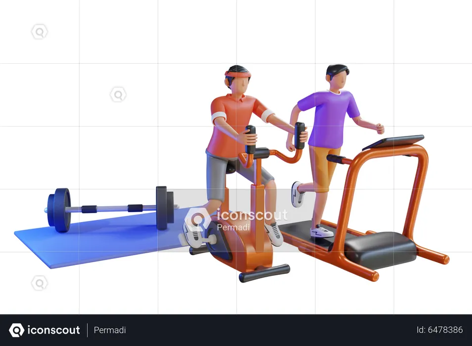 Athletes training at gym  3D Illustration