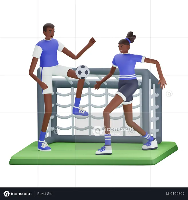 Atletas jogando futebol  3D Icon