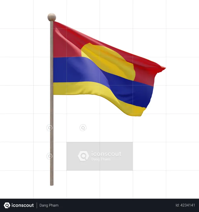 Mât de drapeau de l'atoll de Palmyre  3D Flag