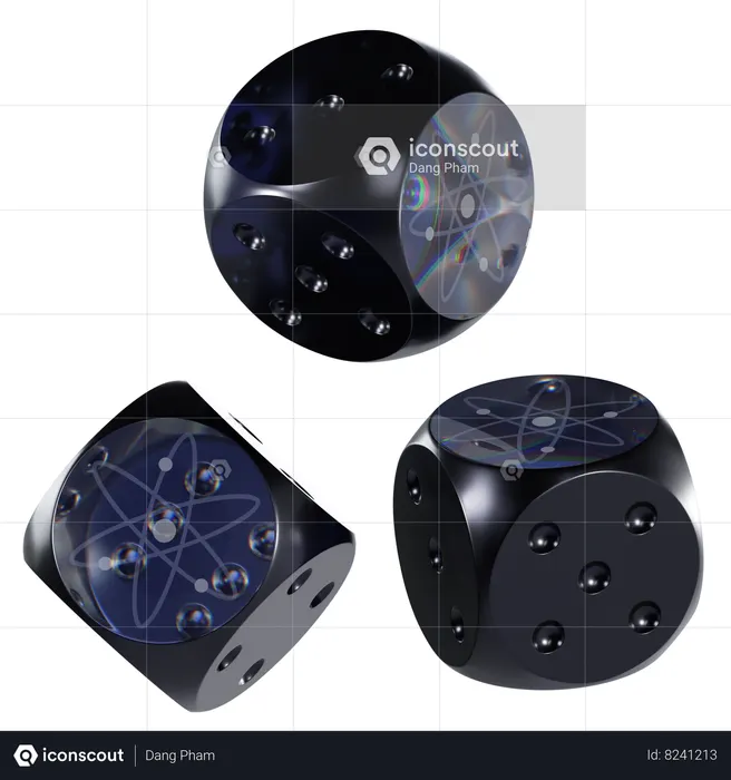 Atom Glass Dice Crypto  3D Icon