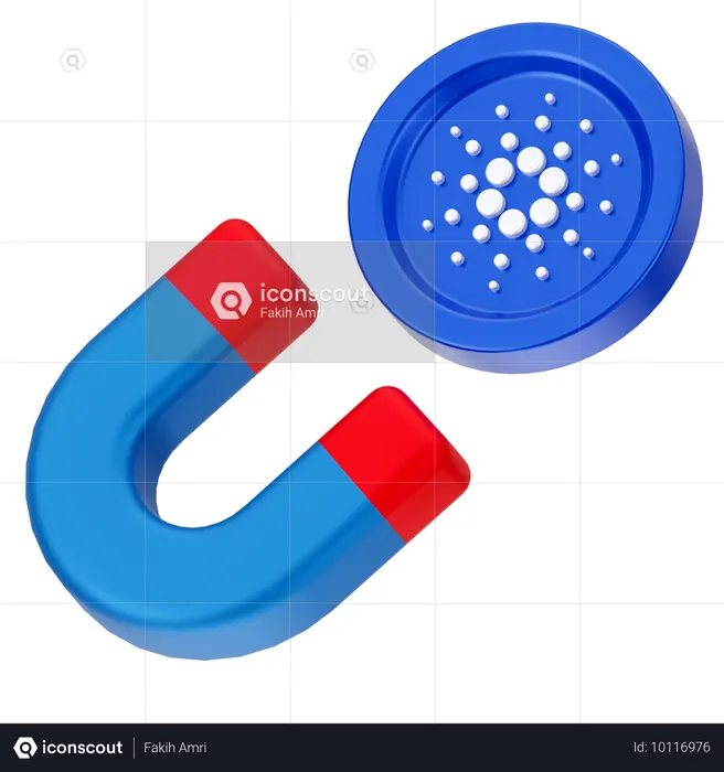 Atraer la moneda Cardano  3D Icon