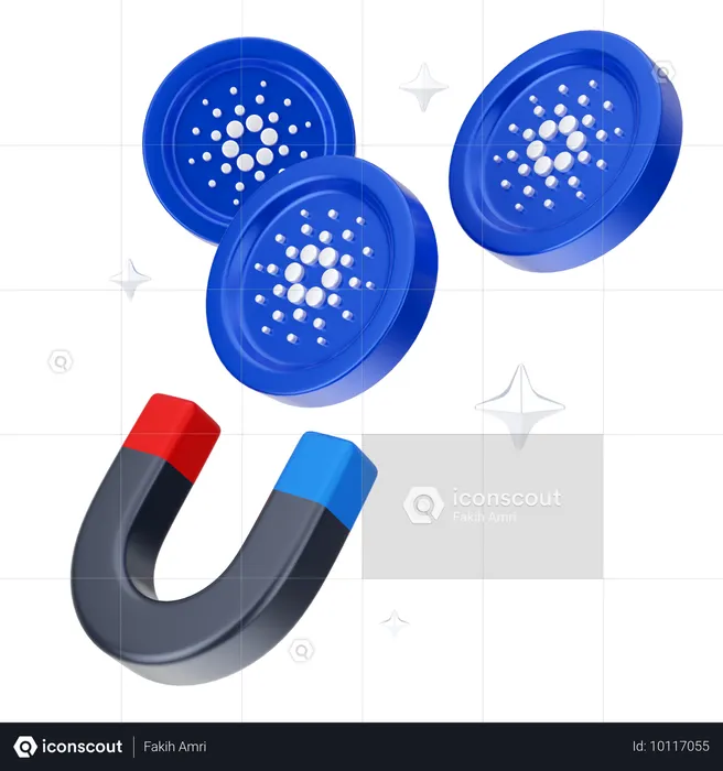 Atrair moeda cardano  3D Icon