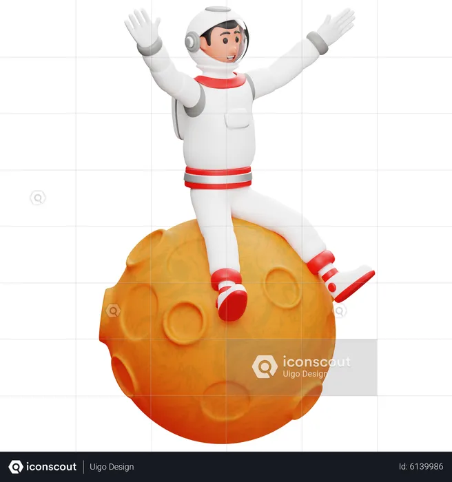 Atronaut Is Sitting On Mars  3D Illustration
