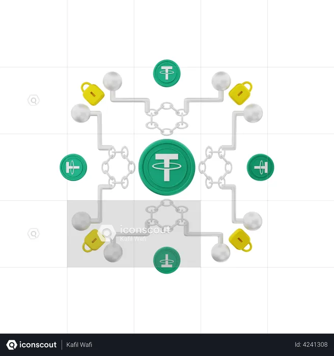 Blockchain d'attache  3D Illustration