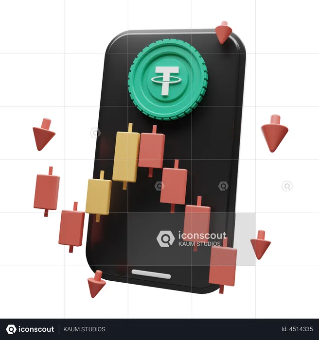 Application Tether Crypto  3D Illustration