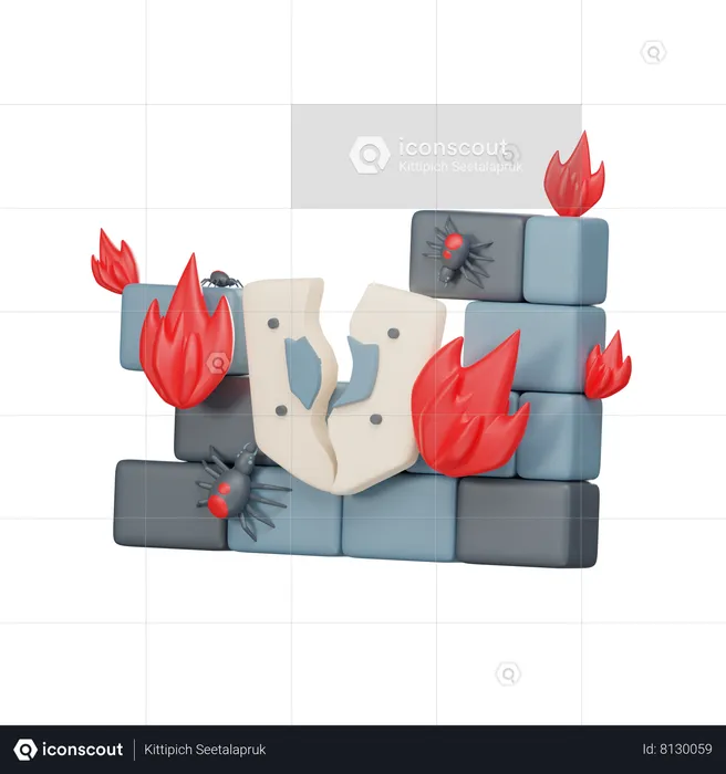 Attacked Firewall  3D Icon