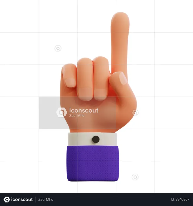 Attention hand gesture  3D Icon