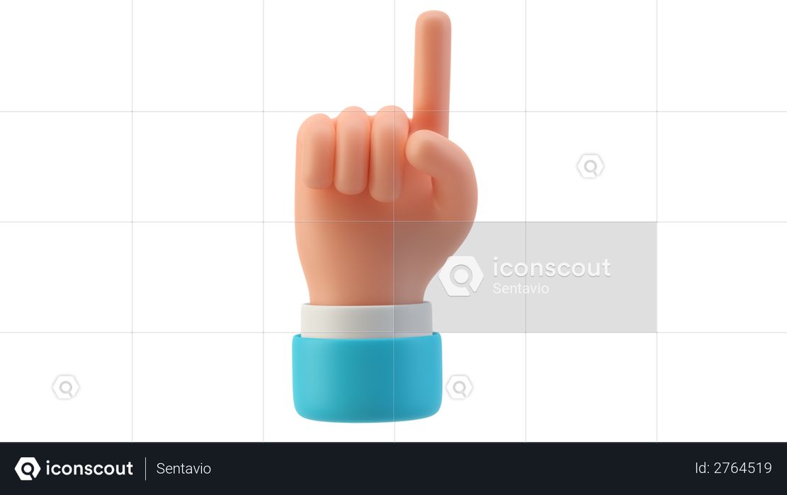 Attention hand gesture 3D Illustration