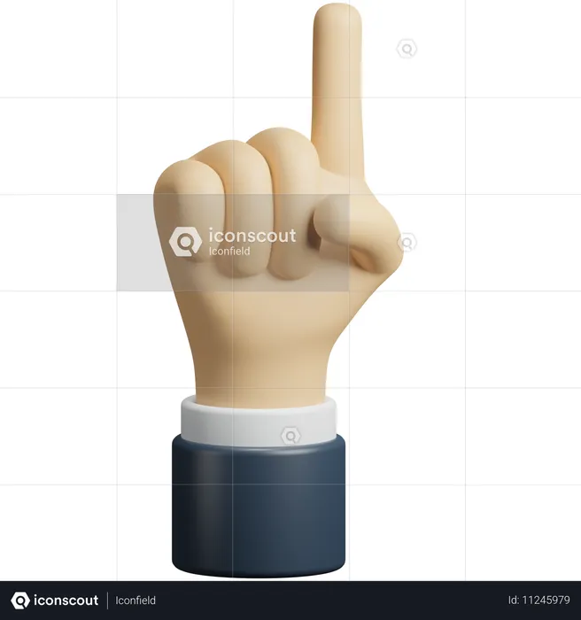 Attention hand gesture  3D Icon