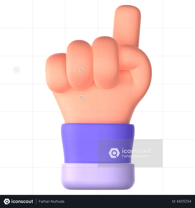 Attention Hand Gesture  3D Icon