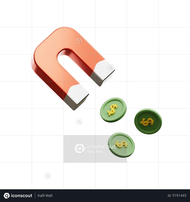 Attract Dollar Coin  3D Icon