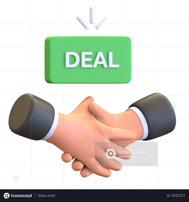 Auction deal handshake  3D Illustration