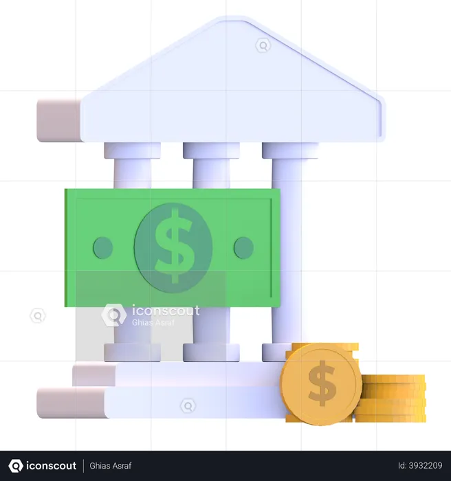 Auction house with dollar and cent money  3D Illustration