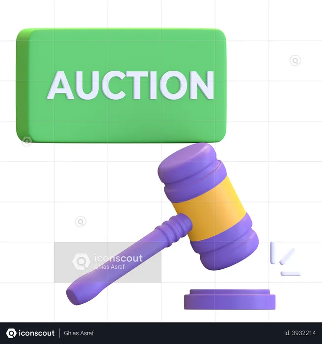 Auction with wooden gavel  3D Illustration