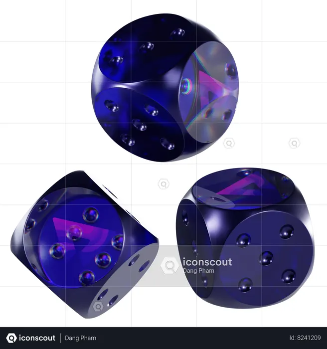 Audio Glass Dice Crypto  3D Icon