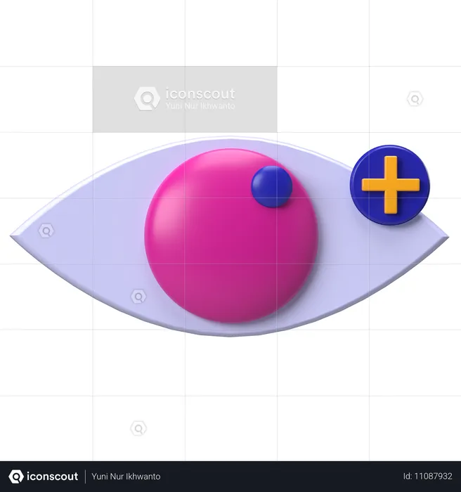 Augenbetrachtung mit Plus  3D Icon