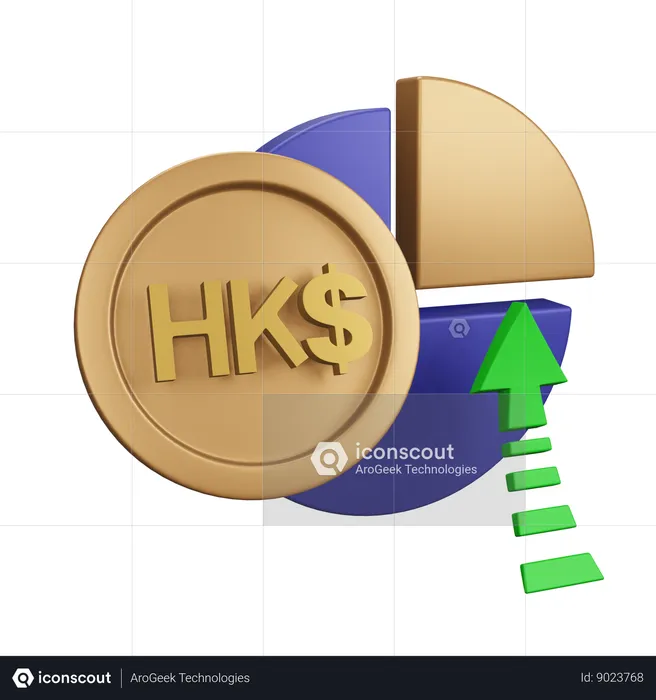 Le dollar de hong kong augmente le graphique monet  3D Icon