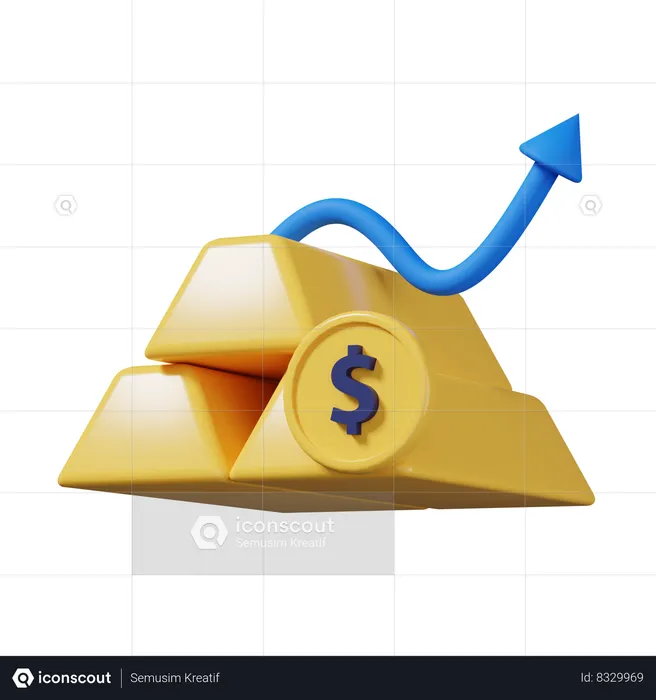 Augmentation du prix de l'or  3D Icon