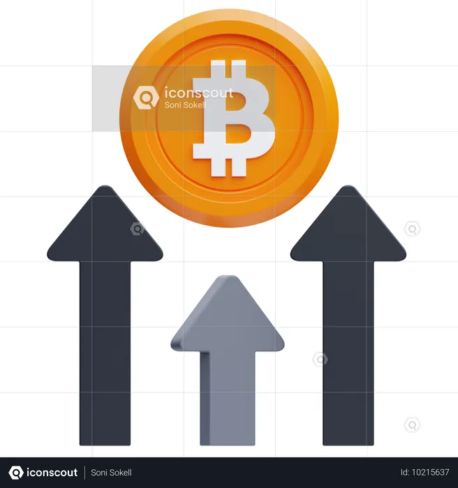 Augmentation du prix du bitcoin  3D Icon