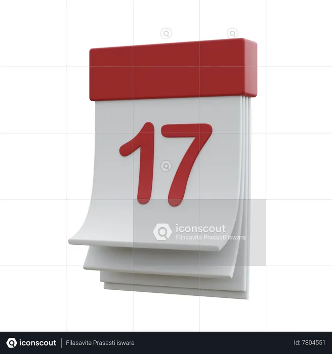 August 17th Calendar  3D Icon