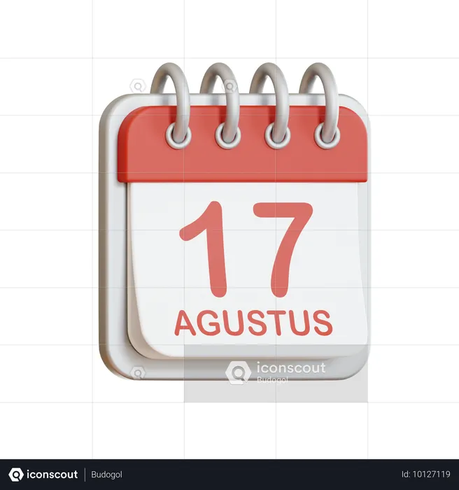 August 17th Calendar  3D Icon