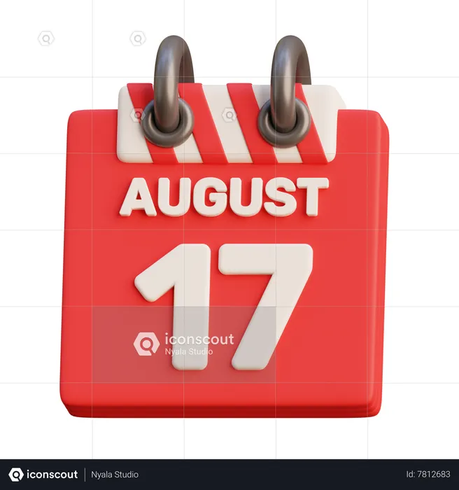 August 17th Calendar  3D Icon