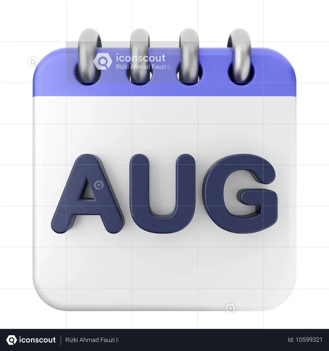 August Calendar  3D Icon