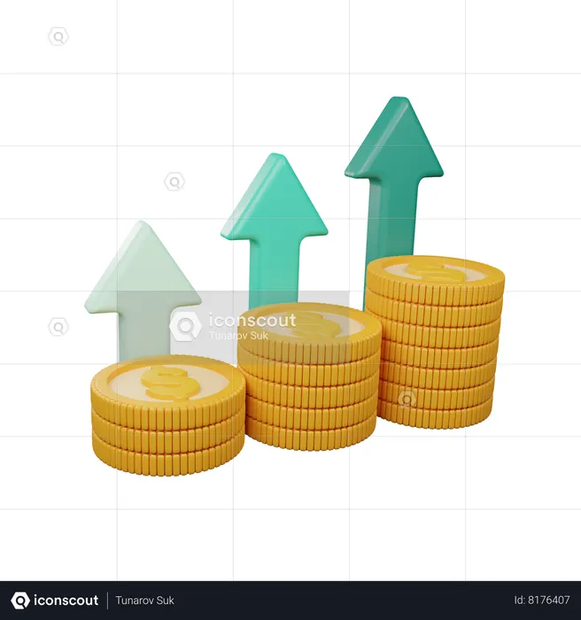 Aumentar o lucro monetário  3D Icon