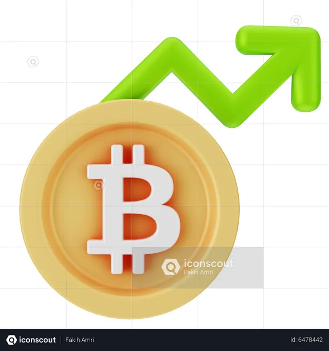 Bitcoin aumentando  3D Icon