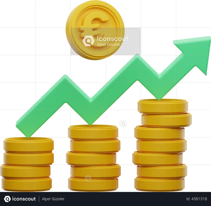 Aumento do dinheiro em euros  3D Illustration