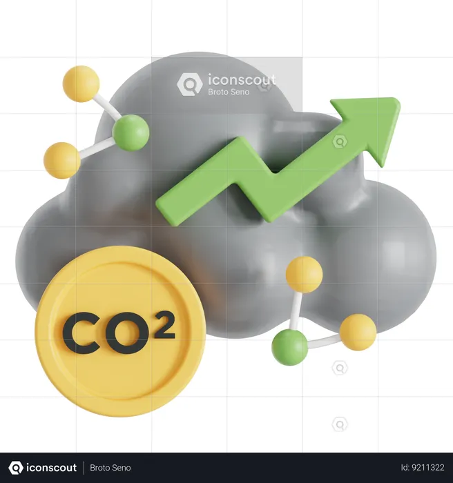 Aumento de dióxido de carbono  3D Icon