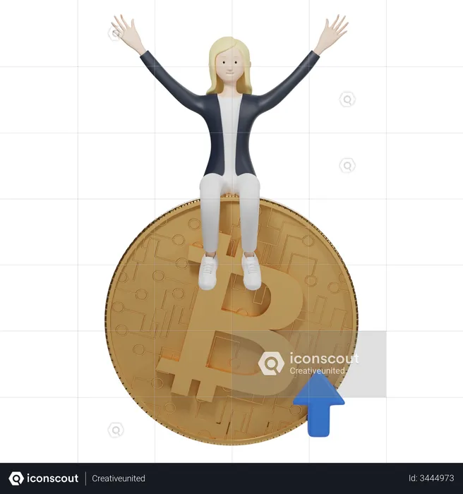 El valor de bitcoin aumenta  3D Illustration