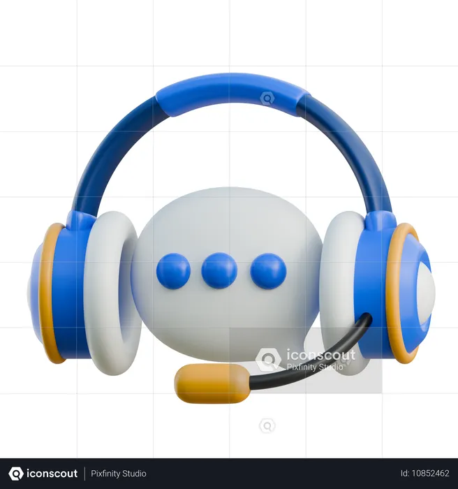 Auriculares y burbuja de chat  3D Icon