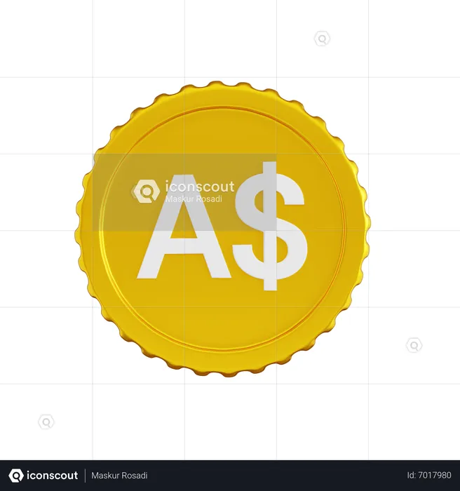 Australia Dollar Coin  3D Icon