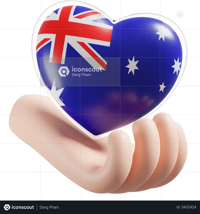 Australia Flag Heart Hand Care Flag 3D Icon