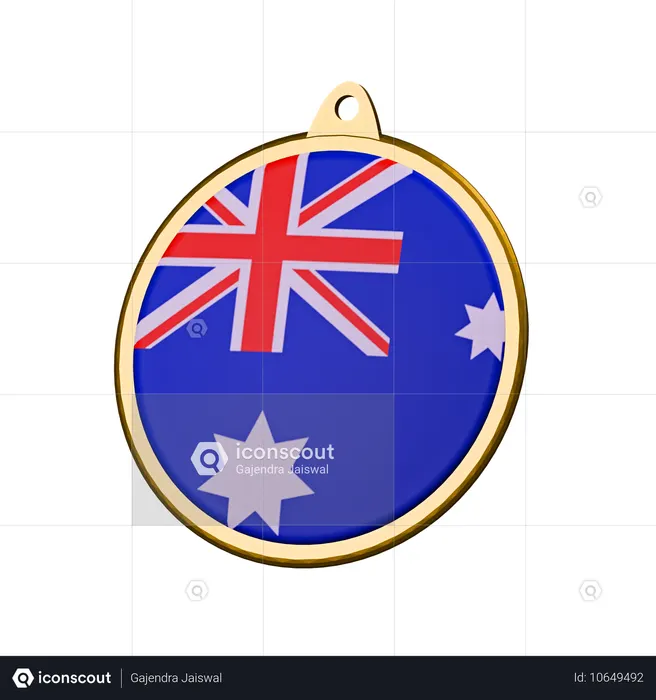 オーストラリア国旗メダルバッジ Flag 3D Icon