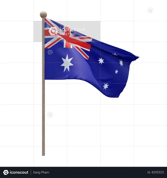Australia Flag Pole  3D Illustration
