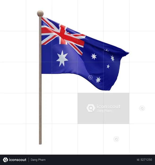 Australia Flagpole Flag 3D Icon