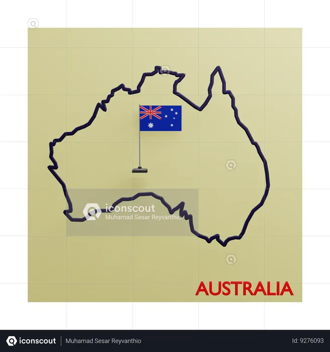 Australia Map Flag 3D Icon