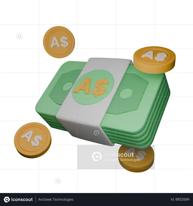 Australian dollar  3D Icon