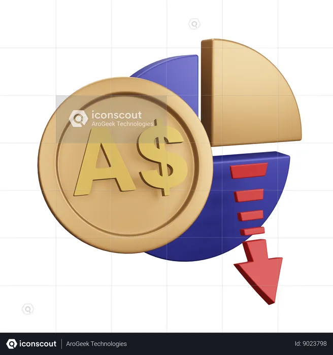 Australian Dollar Decrease Monet Chart  3D Icon