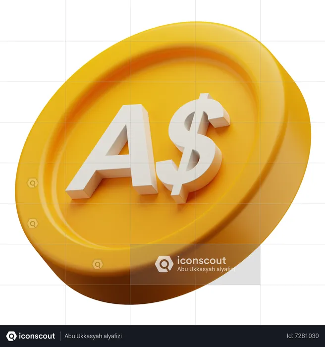 Australian Dollar Gold Coin  3D Icon
