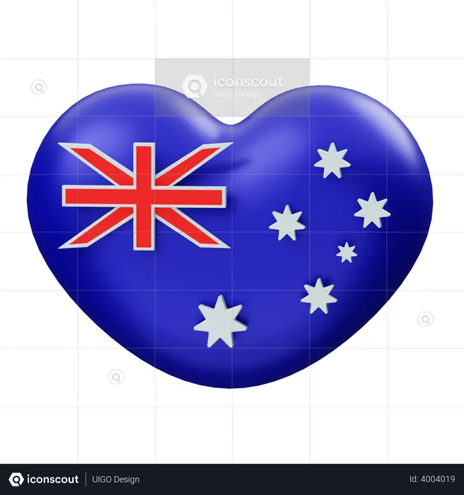 Australian heart  3D Illustration