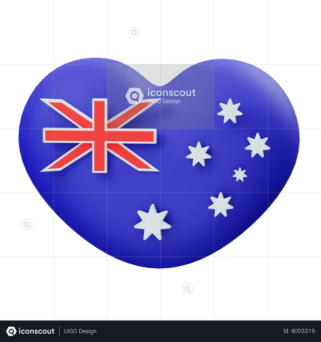 Australian heart  3D Illustration