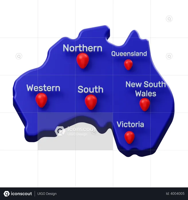 Carte de l'australie  3D Illustration