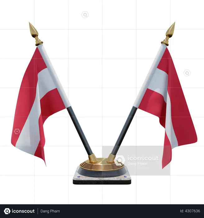 Austria Double Desk Flag Stand Flag 3D Icon