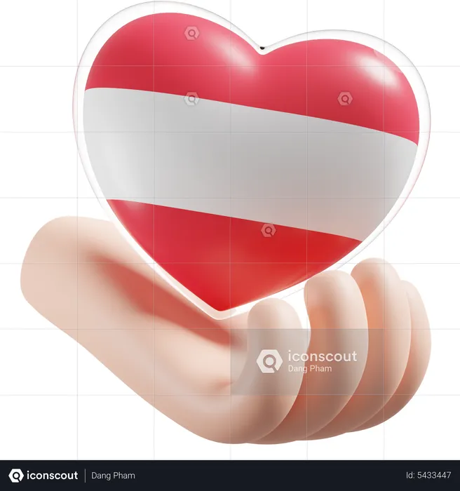 Austria Flag Heart Hand Care Flag 3D Icon