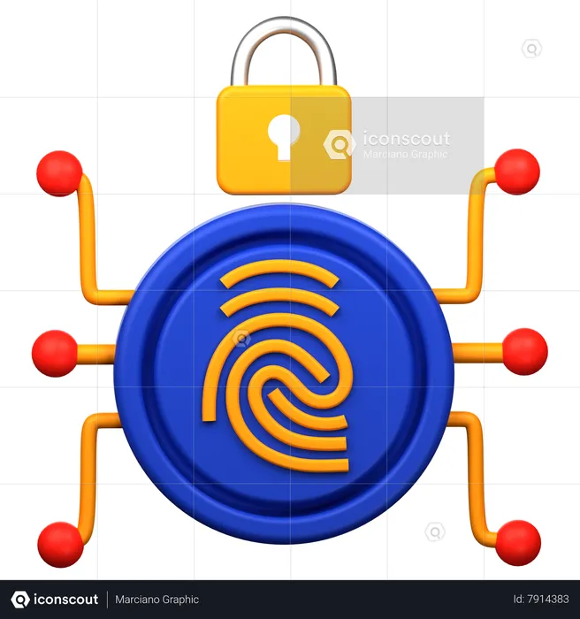Autenticação de impressão digital  3D Icon