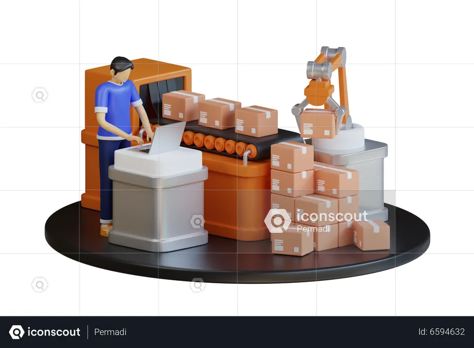Automated Industry  3D Illustration