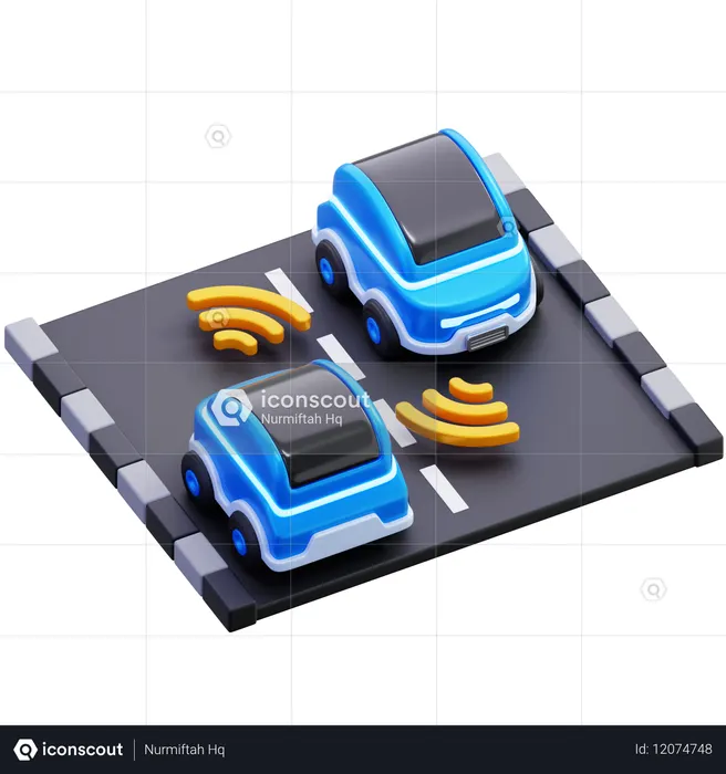 Sensor für automatisierte Autos auf der Straße  3D Icon